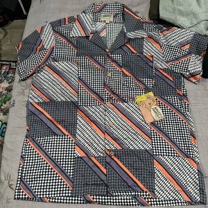 Naked and famous camp collar button down short sleeve shirt